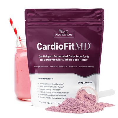 1MD Nutrition CardioFitMD - Vegan Beets Superfood Keto-Friendly Heart Health Powder - Nitric Oxide Supplement - Beet Root Powder for Healthy Blood Pressure &amp; Circulation - High Fiber Drink - 30 Days
