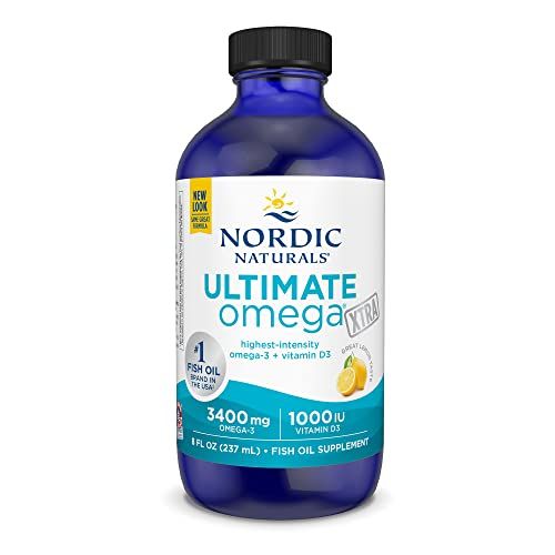 Nordic Naturals Ultimate Omega Xtra Liquid, Lemon Flavor - 8 oz - 3400 mg Omega-3 + 1000 IU Vitamin D3 - Omega-3 Fish Oil - EPA &amp; DHA - Brain, Heart, Joint, &amp; Immune Health - Non-GMO - 48 Servings