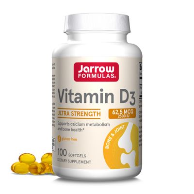 Jarrow Formulas Vitamin D3 62.5 mcg (2,500 IU) - 100 Servings (Softgels) - Bone Health, Immune Support &amp; Calcium Metabolism Support - Vitamin D Supplement - D3 Vitamins - 2500 Vitamin D - Gluten Free