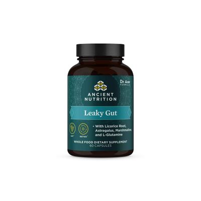 Gut Health Supplement by Ancient Nutrition Leaky Gut Capsules, 60ctFormulated with Licorice Root, Astragalus, Marshmallow, and L-Glutamine, Gluten Free, Paleo and Keto Friendly, 60 Ct