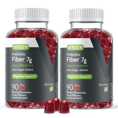 Prebiotic Fiber Gummies for Adults, 7g - Zero Sugar Added - Fiber Supplement Gummies for Digestive Health Regularity &amp; Natural Weight Support - Vegan, Gelatin Free - Chewable Fruit Flavored Gummy