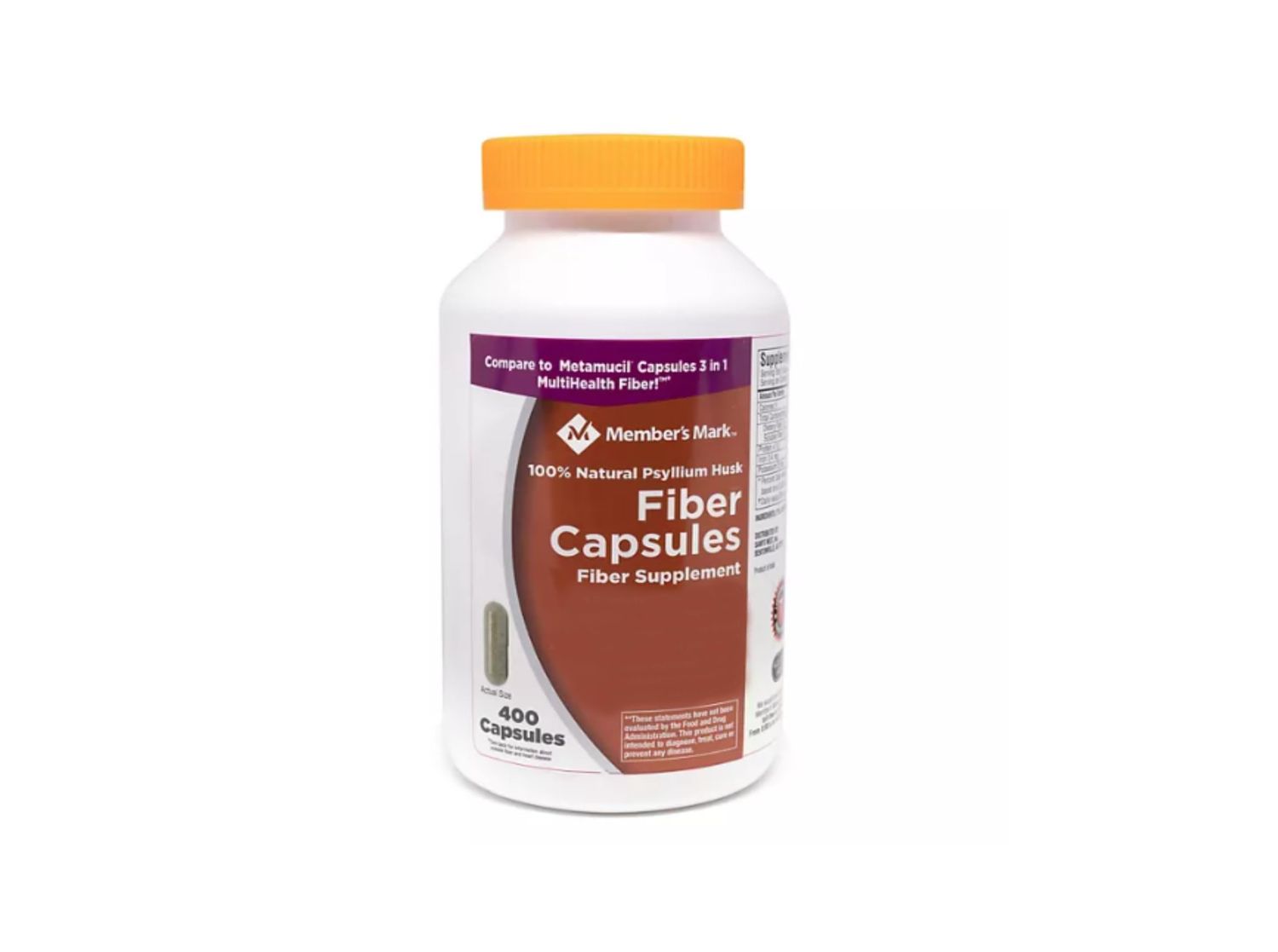 Member&#39;s Mark 100% Natural Psyllium Husk Fiber Capsules, Digestive Health, 400 Count (Pack of 1)