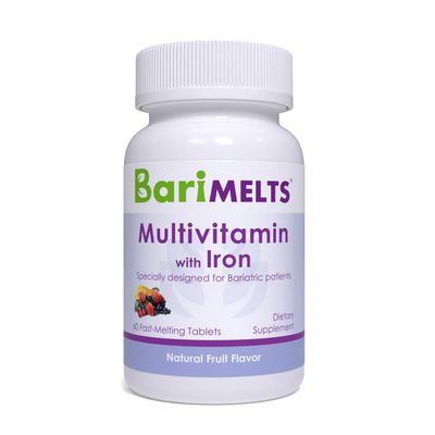 Barimelts Bariatric Multivitamin with Iron - 60 Fast-Dissolving Tablets (1-Month Supply) - Sugar-Free Bariatric Vitamins for Women, Natural Fruit Flavor