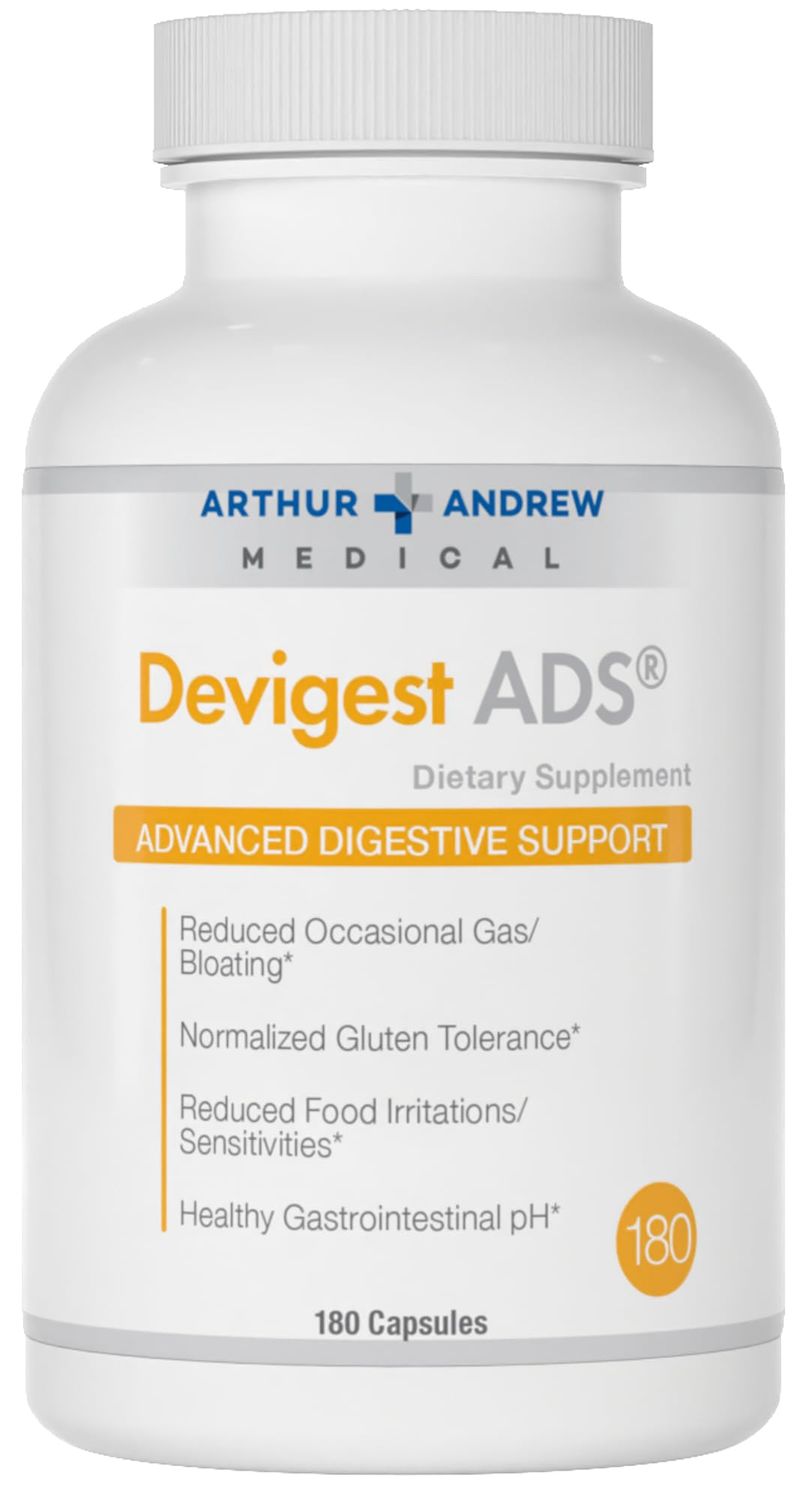 Arthur Andrew Medical - Devigest ADS, Advanced Digestive Support, Relief for Lactose Intolerance and Casein Sensitivities, Vegan, Non-GMO, 180 Capsules