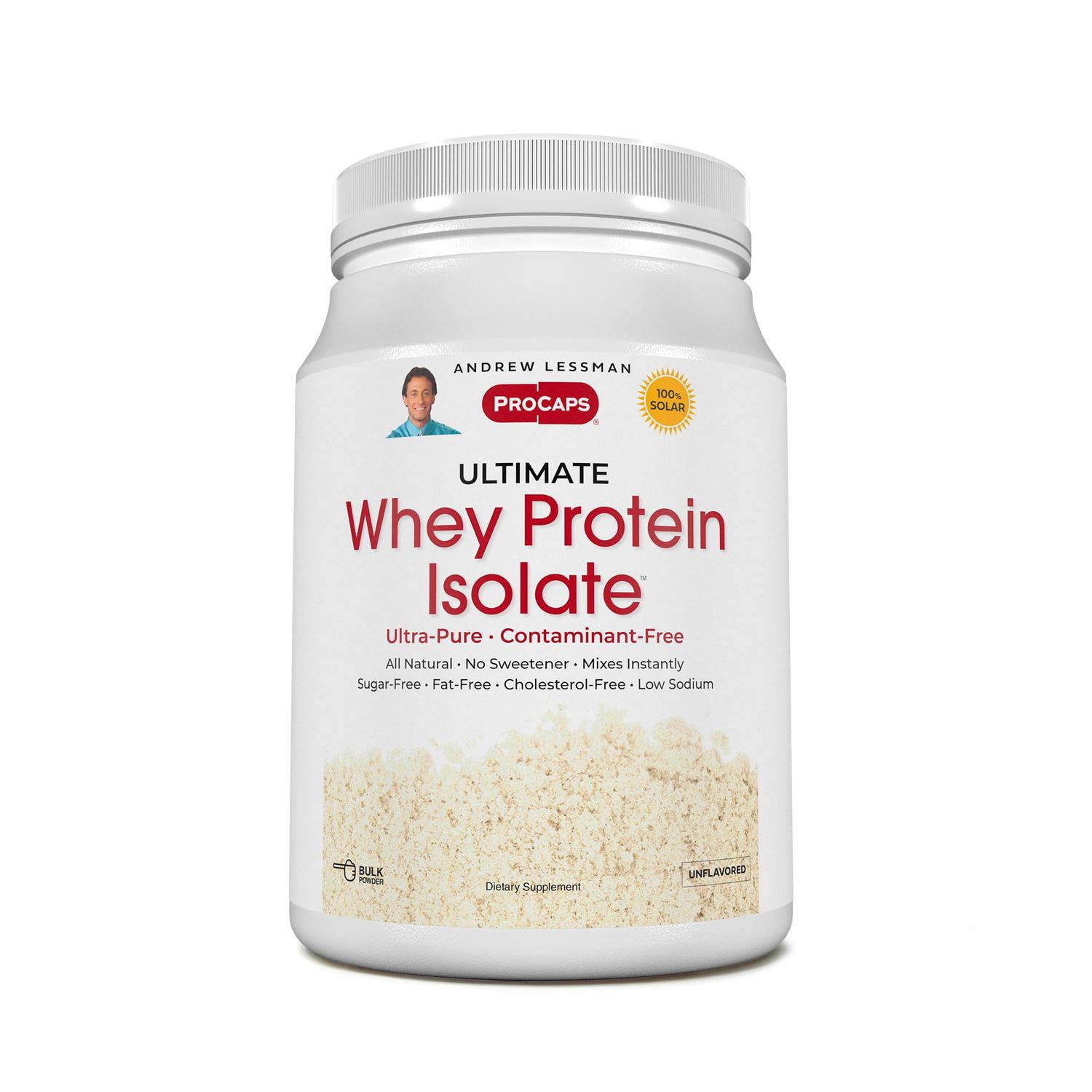 Andrew Lessman Ultimate Whey Protein Isolate 100 Servings - Supports Workout Recovery &amp; Lean Muscle Non-GMO, No Added Flavors, Fat-Free, Sugar-Free, Sweetener-Free, Certified Kosher. No Additives