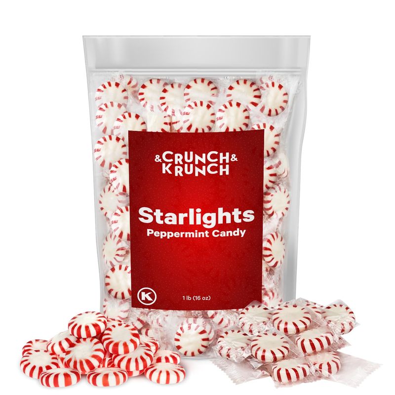 Starlight Peppermints Individually Wrapped Candy - Sweets for On the Go Refreshment, Starlight Mints Hard Candy, Office Candy Mints, Christmas Peppermint Candy, 1lb