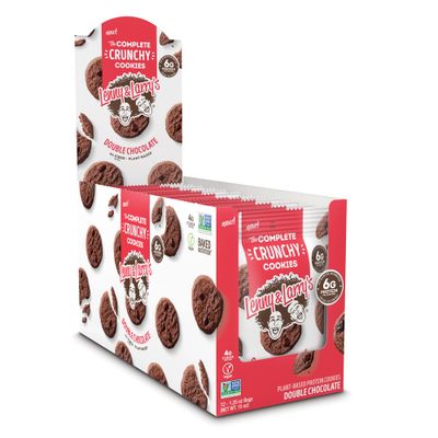 Lenny &amp; Larry's The Complete Crunchy Cookie, Double Chocolate, 6g Plant Protein, Vegan, Non-GMO, 1.25 Ounce Pouch (Pack of 12)