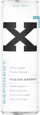 Exponent - Blue Nova Fusion Energy Drink | Pack of 12, 355mL Cans | Cool Berry Flavor with Citrus Notes | Zero Sugar & Sucralose | Naturally Sourced Caffeine | 15 Calories per Can
