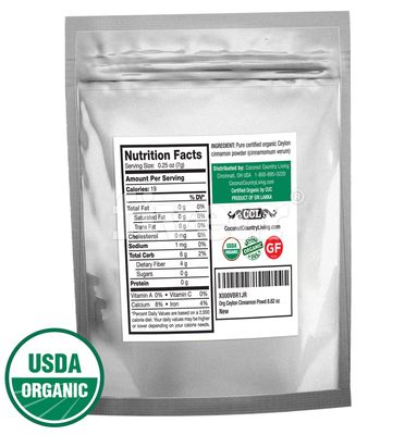 Coconut Country Living's Organic Ground Ceylon Cinnamon 8 oz - True Raw Powdered Cinnamon Bark from Sri Lanka - Premium Grade Mild, Naturally Sweet Spice for Health & Food - Complimentary eBook