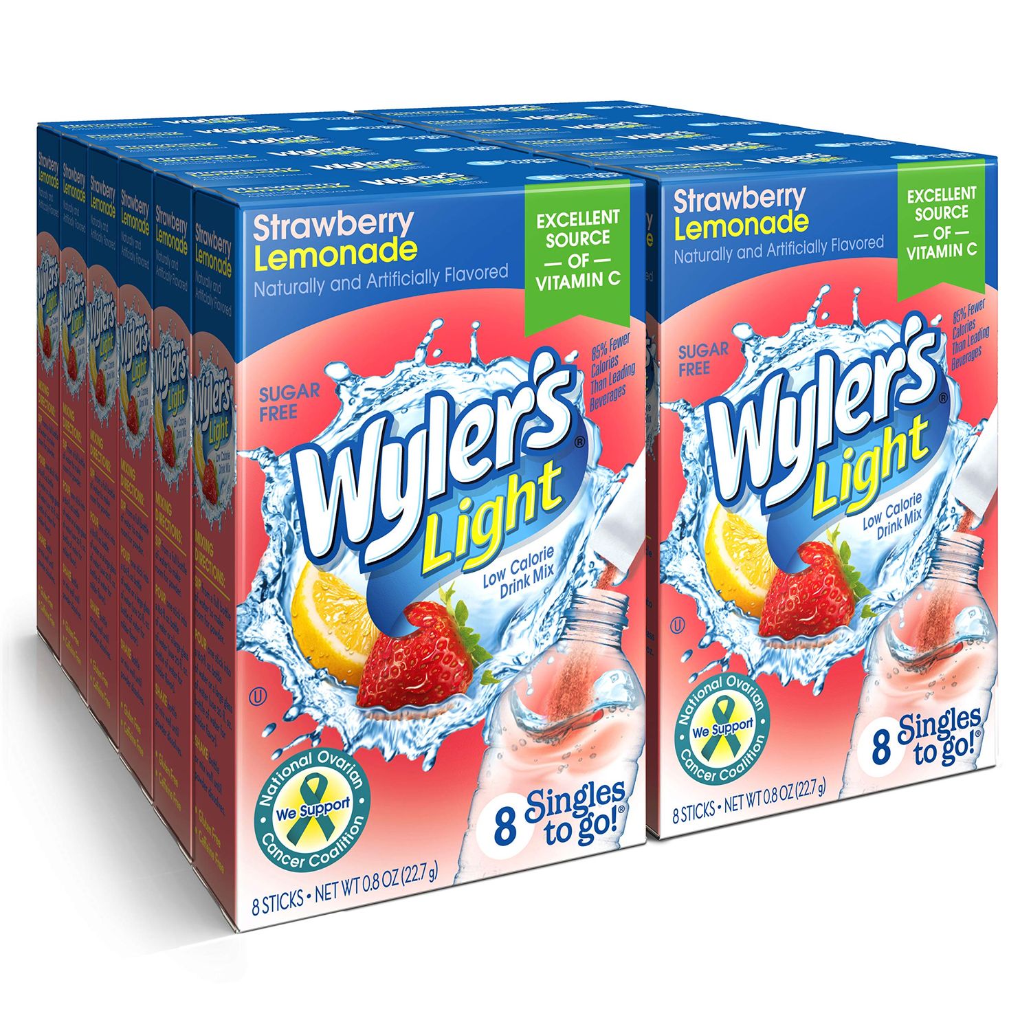 Wyler&#39;s Light Singles To Go (12 Pack), Strawberry Lemonade Water Drink Mix, 48 Total Powder Drink Mix Packets