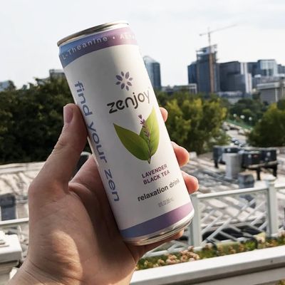 Zenjoy Lavender Black Tea Relaxation Drink 12 Pack - Calming Drink with Ashwagandha & Lemon Balm - Non-Alcoholic Beverage Infused with L-Theanine for Enhanced Focus - 12oz Cans