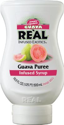 Guava Rel Infused Exotics, Guava Fruit Puree Infused Syrup, 16.9 FL OZ Squeezable Bottle (Pack of 3)