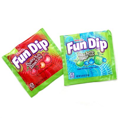 Lik-M-Aid Fun Dip Candy 48 Pack Bulk Case, 2 Flavors, Cherry Yum and Blue Razz Powder Candy