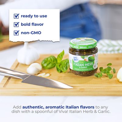 Spice World Garlic and Italian Herb Seasoning Blend - Ready-to-Use Seasonings for Cooking - 6.5oz Italian Seasoning Spice Adds Aromatic Flavor to Marinades, Pasta, Pizza, Dips, Veggies, & More