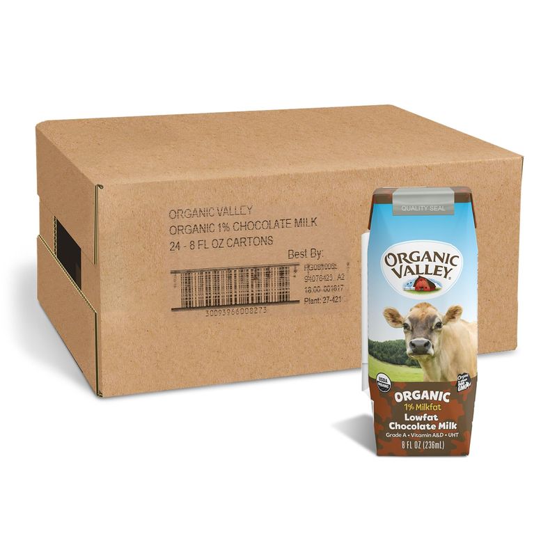 ORGANIC VALLEY Organic Single Serve 1% Low Fat Chocolate Milk, 8 oz