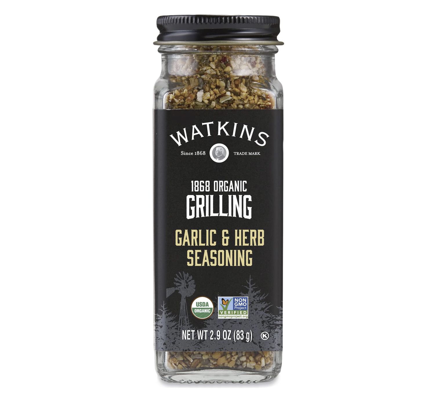 Watkins Organic Grilling Garlic &amp; Herb Seasoning, Non-GMO, Kosher, 2.9 Oz, 1-Pack