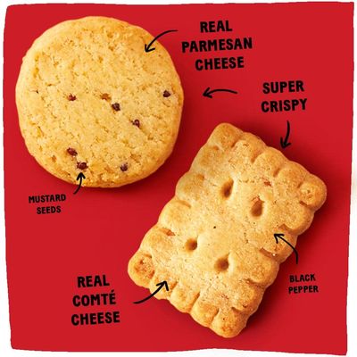 Michel et Augustin Cheese Crackers, Variety Pack: 2 Parmesan and 1 Comt Cheese, Crispy Gourmet Snacks Gift Box, Savory Snacks Party Crackers, Christmas Stocking Stuffers for Adults, 3-Pack, 3.5 oz