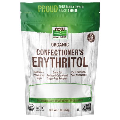 NOW Foods, Organic Confectioner&#39;s Erythritol Powder, Replacement for Powdered Sugar, Zero Calories, 1-Pound (Packaging May Vary)