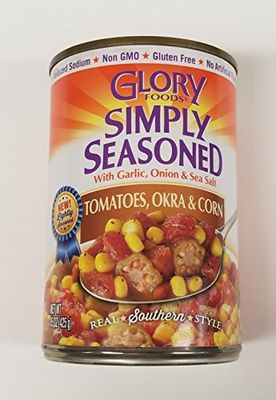 Glory Foods Sensibly Seasoned Tomatoes Okra and Corn 15 Ounce ( 6 - Pack )