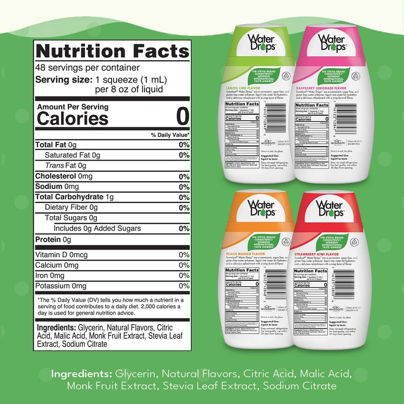 SweetLeaf Stevia Water Drops - Water Enhancer Variety Pack, Sugar Free Stevia Water Flavoring Drops, Lemon Lime, Raspberry Lemonade, and 2 More Refreshing Flavors, 1.62 Oz Ea (Pack of 4)