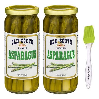 Old South Pickled Asparagus 16 fl oz (2 Pack) Bundle with PrimeTime Direct Silicone Basting Brush in a PTD Sealed Bag