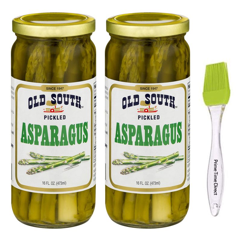 Old South Pickled Asparagus 16 fl oz (2 Pack) Bundle with PrimeTime Direct Silicone Basting Brush in a PTD Sealed Bag