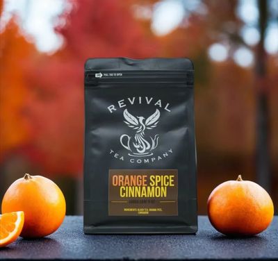 Revival Tea Company Orange Spice Cinnamon Tea - Black Tea Blend with Orange Peel and Cinnamon - 24 Tea Bags