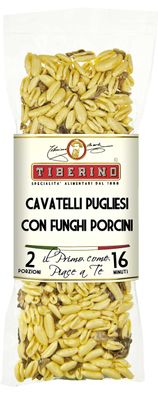 Cavatelli Pasta with Porcini Mushrooms -Tiberino&#39;s Real Italian Meals- Vegan Friendly, All Natural &amp; Imported from Italy - No GMOs - 7 oz. Sun-Dried Ingredients, 1 Pan Cooking - No Straining Needed