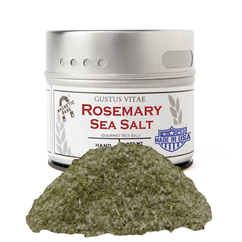 Rosemary Sea Salt - Gourmet Infused Sea Salt - Artisanal Seasoning - Non GMO - All Natural - Sustainably Sourced - Small Batch - Magnetic Tin - Hand Packed