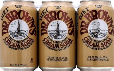 Dr. Browns Soda, Diet Cream Soda, 12oz cans Pack of 6