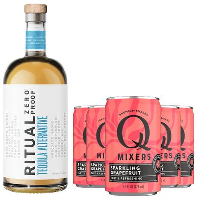 Ritual Zero Non-Alcoholic Tequila Alternative with 5 Pack of Q Mixers Sparkling Grapefruit for your favorite Alcohol-Free Mixed Drink