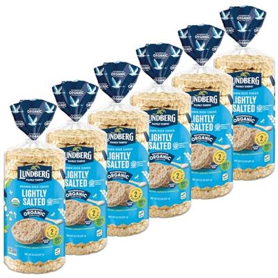 Lundberg Rice Cakes, Organic Lightly Salted, 6-Pack - Regenerative Organic Certified Rice Cakes, Healthy Snacks, Gluten Free &amp; Vegan, 8.5 Oz Ea