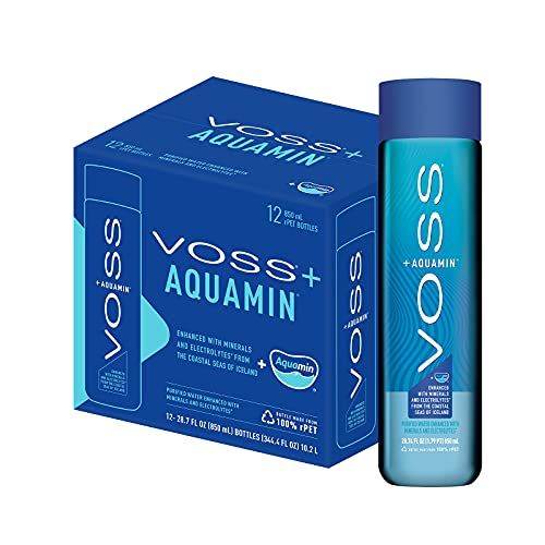 VOSS Aquamin Enhanced Water  Pack of 12 Bottles 850ml Each  Purified Hydrating Water  74 Trace Minerals  Electrolytes  Perfect for Active Lifestyles at the Gym  on Hot Days  Recycled PET Bottle