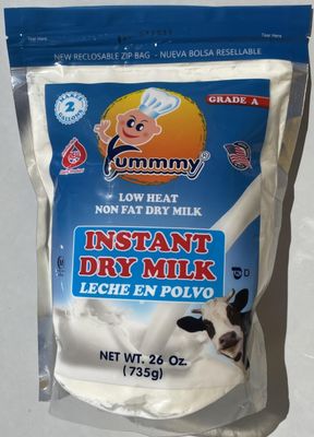 Yummmy Instant Nonfat 26 oz Powdered Dry Milk - Leche en Polvo, 26 oz, Grade A, Kosher Halal Certified, Product of USA