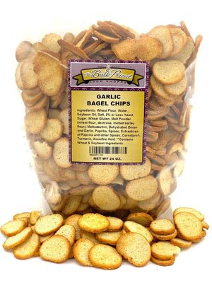 Garlic Bagel Chips, Bulk Size (1.5 lb. Resealable Zip Lock Stand Up Bag)