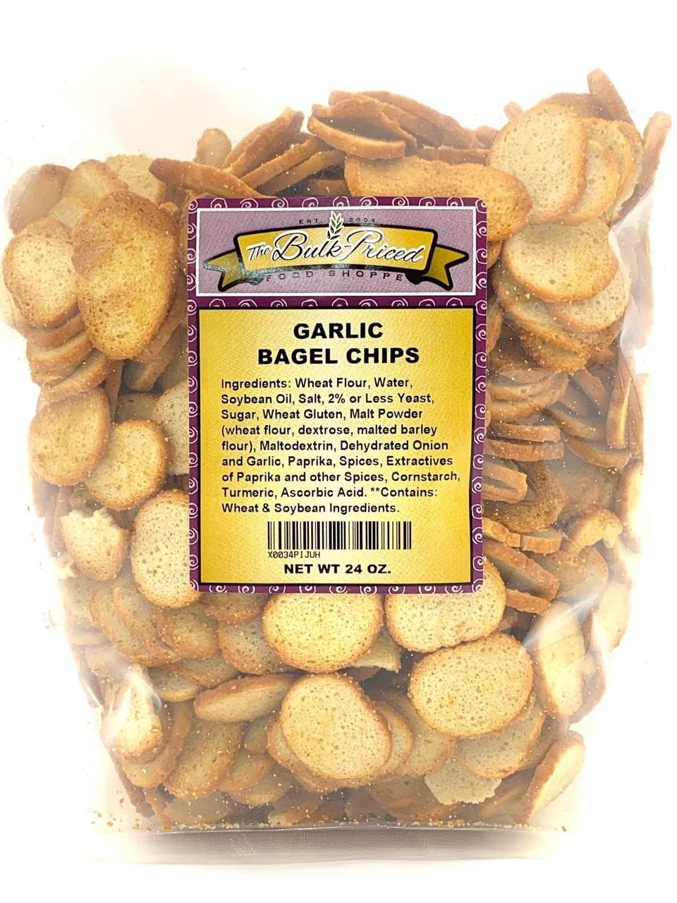 Garlic Bagel Chips, Bulk Size (1.5 lb. Resealable Zip Lock Stand Up Bag)