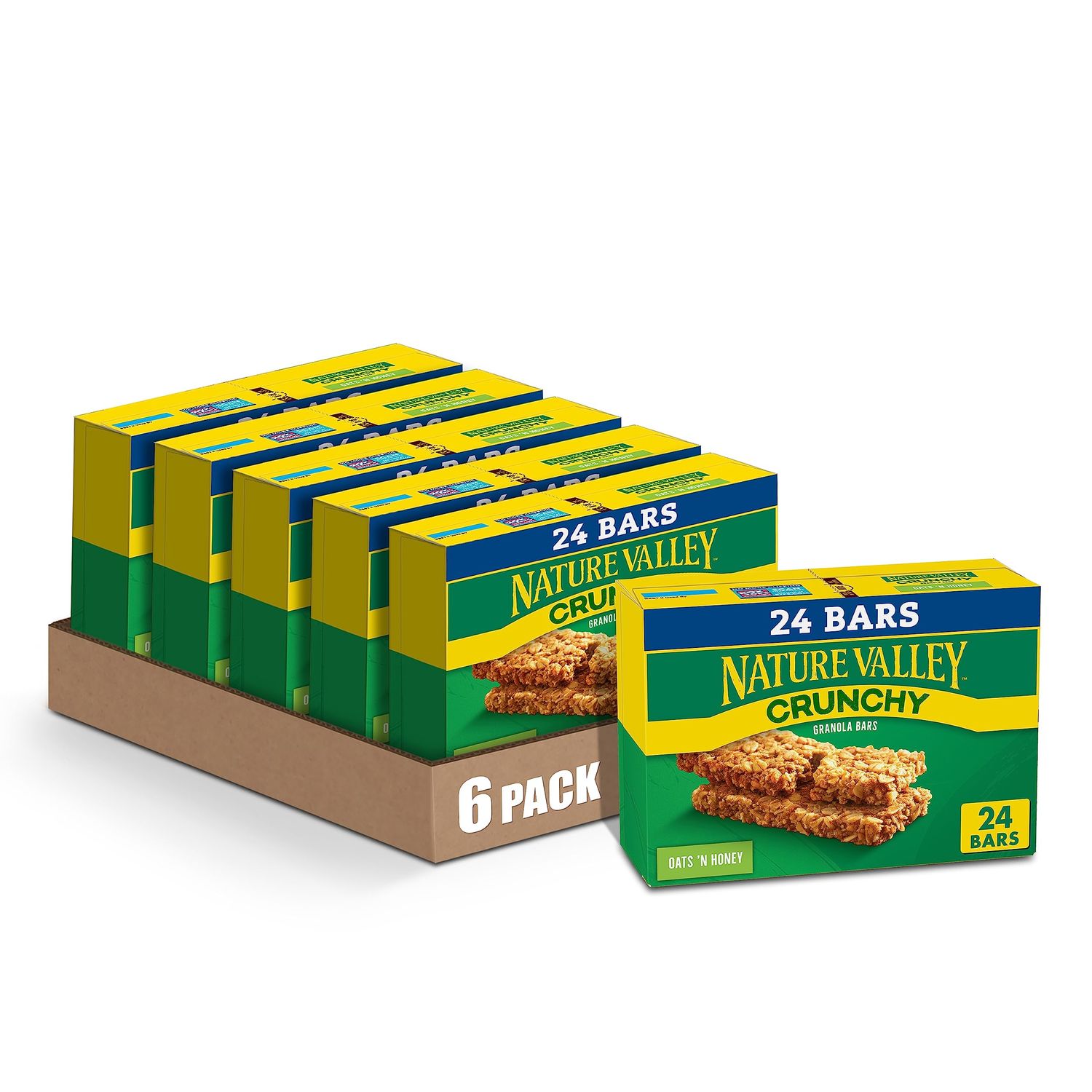 Nature Valley Crunchy Granola Bars, Oats &#39;n Honey, 24 Bars, 17.88 OZ (12 Pouches) (Pack of 6)