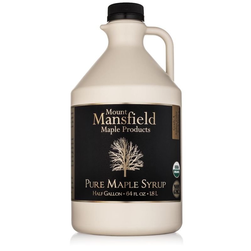Mansfield Maple Certified Organic Pure Vermont Maple Syrup in Plastic Jug Grade A Golden Delicate, Half Gallon