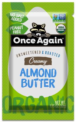 Once Again Organic Creamy Almond Butter - 1.15oz Squeeze Packs, 10 Count - Roasted - Salt Free, Unsweetened - USDA Organic, Gluten Free Certified, Peanut Free, Vegan, Kosher, Paleo