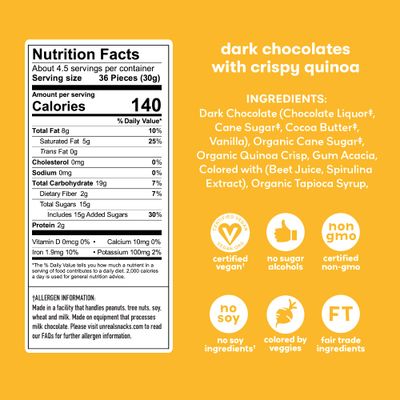 Unreal, Candy Coated Chocolate Crispy Quinoa Gems Bag, 5 Ounce