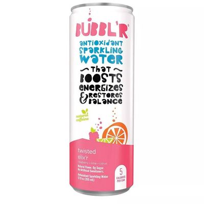 Bubbl&#39;r Antioxidant Sparkling Water, Twisted Elix&#39;r, Natural Caffeine, 5 Calories per Can, 0g Sugar, No Artificial Flavor or Sweeteners, 6 Count, 72 Fluid Ounce (Pack of 4)