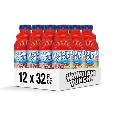 Hawaiian Punch Fruit Juicy Red Fruit Juice Drink, 32 Fl Oz Bottle (Pack Of 12), Caffeine-free, Carbonation-free, Gluten-free, Excellent Source Of Vitamin C, Less Than 100 Calories