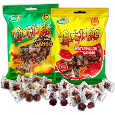 Spicy Gummy Candy, Individually Wrapped Watermelon and Mango Tamarind Covered Gummies with Chili Powder, Shareable Mexican Candy Bags 5.29 ounce, Pack of 2 (Watermelon Mango)