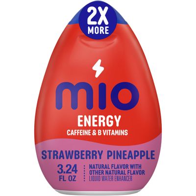 MiO Energy Strawberry Pineapple Smash Naturally Flavored with other natural flavors Liquid Water Enhancer Drink Mix with Caffeine &amp; B Vitamins with 2X More (3.24 fl. oz. Bottle)