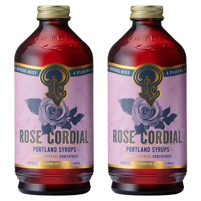 Portland Syrups Rose Cordial Syrup - Craft Exquisite Floral Beverages for Cocktails, Mocktails, Soda, and More - 12 oz with 24 Servings (Pack of 2)