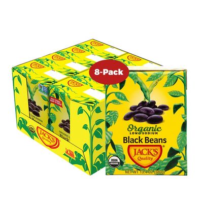 Jack&#39;s | Organic Black Beans 13.4 oz.| Packed with Protein and Fiber, Heart Healthy, Low Sodium &amp; Non GMO | (8-PACK)