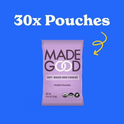MadeGood Double Chocolate Soft Baked Mini Cookies (30 Count - 0.85 Oz Each) Allergy Friendly, Gluten Free and Organic Delicious Chocolate Snacks