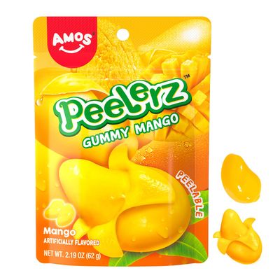 Amos Peelerz Mango Gummy Candy, Peeleble Gummy Mango Peeling Candy,Resealable 2.19oz Bag Christmas Candy (Pack of 3)