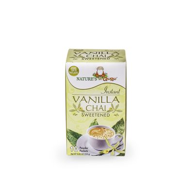 Nature's Guru Instant Vanilla Chai Tea Drink Mix Sweetened, 10 Count (Pack of 1) Single Serve On-the-Go Drink Packets