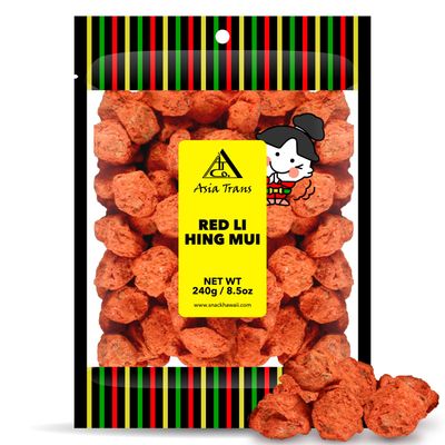 Asia Trans Seeded Red Li Hing Mui Crack Seed Plums - Hawaiian Favorite - Sweet, Sour, &amp; Salty Dried Asian Plum